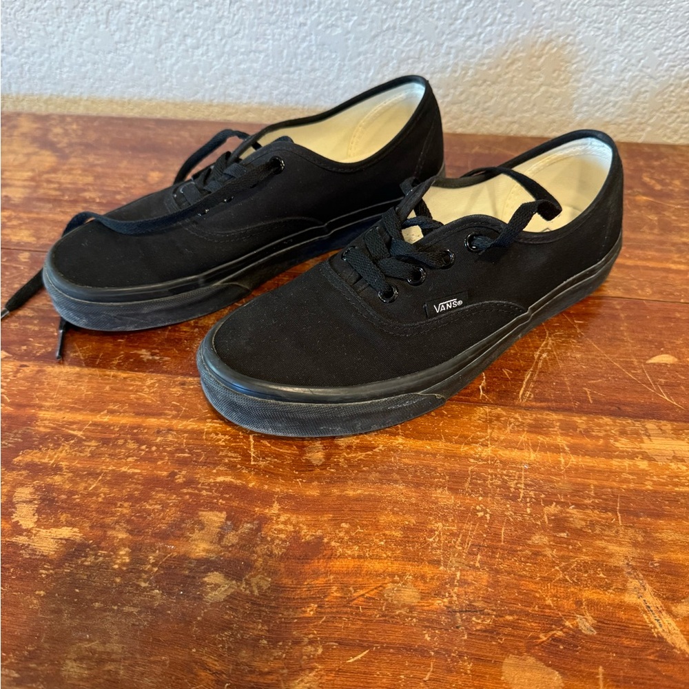 Vans classic black on black authentic shoe, women’s size 7.5
